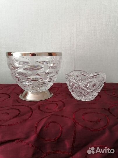Хрустальная конфетница с ободком