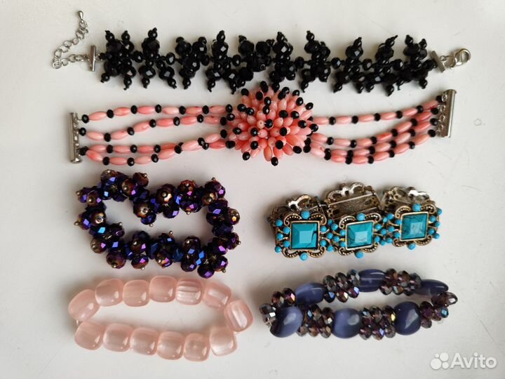 Браслеты стекло, коралл