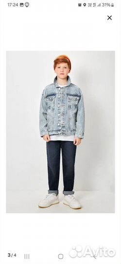 Джинсовая куртка для мальчика/девочки, размер 146