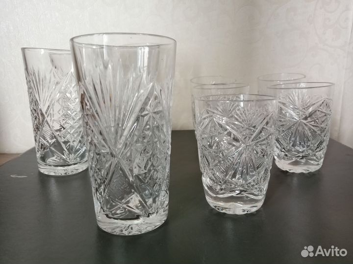 Хрустальные фужеры,стопки,стаканы,по5шт