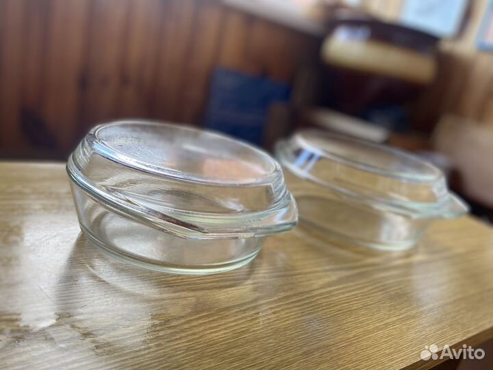 2 стеклянные кастрюли для свч