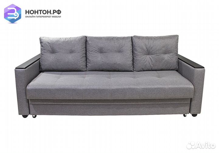 Диван еврокнижка Денвер рогожка серая