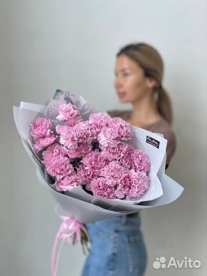 Диантусы розовые, монобукет