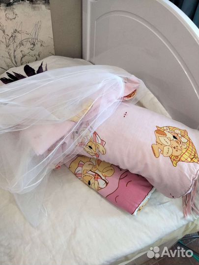 Бортики и балдахин в кроватку для девочки