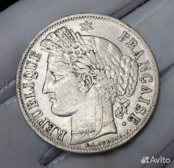 5 франков 1849 г. Церера, серебро, нечастые