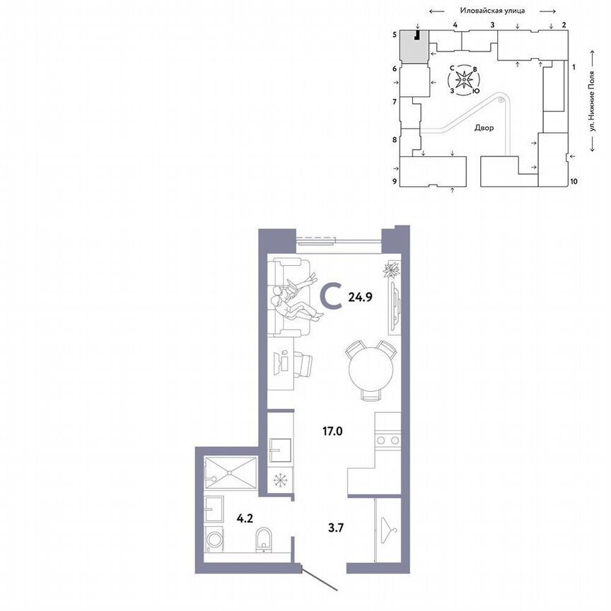 Квартира-студия, 24,9 м², 25/31 эт.