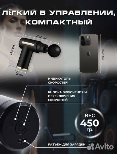 Перкуссионный массажер для шеи и спины новый