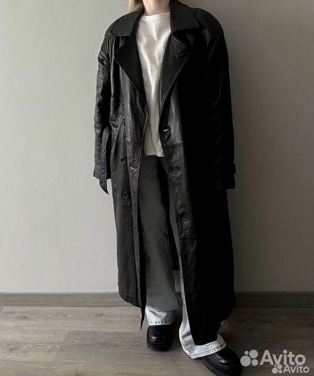 Тренч/ Плащ утепленный из натуральной кожи