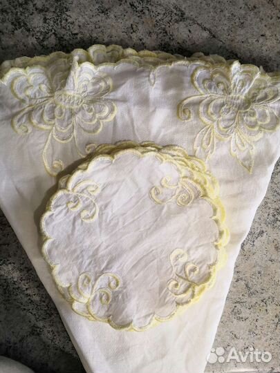 Льняная скатерть круглая, лён