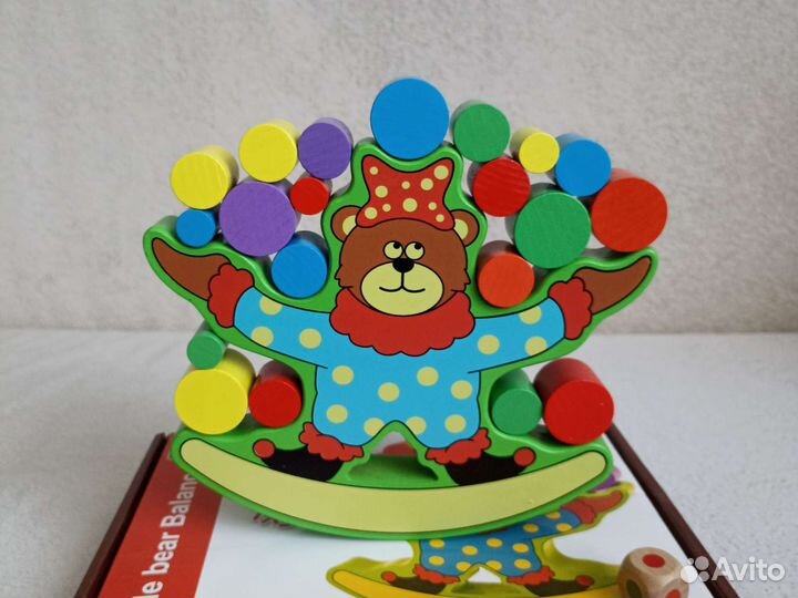 Игрушка развивающая балансир весы дерево 1,5-3 г