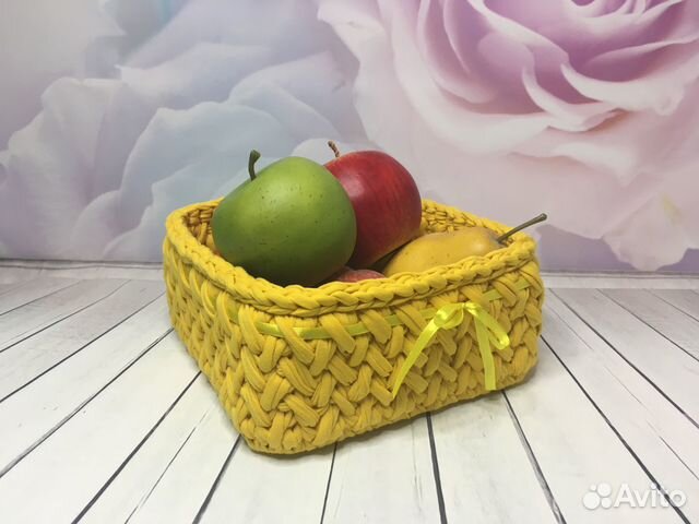 Корзинка из трикотажной пряжи