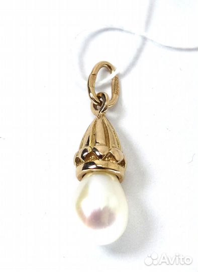 Новая золотая подвеска кулон с жемчугом
