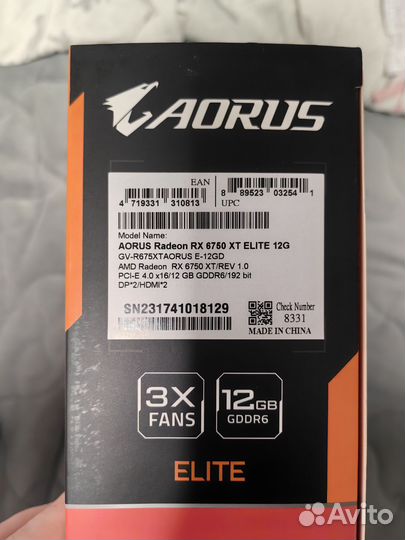 Новая Видеокарта Gigabyte Radeon RX6750xt 12gb