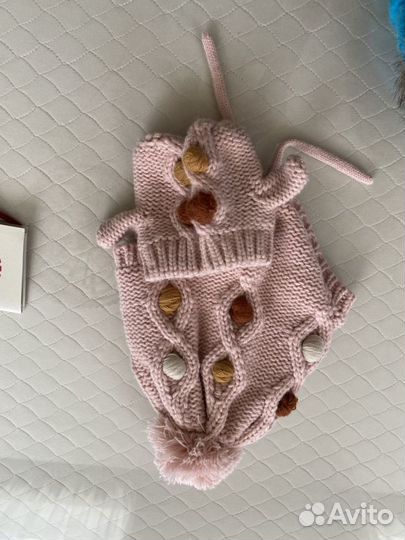 Брендовые Шапки/ варежки для девочки 6-18 мес