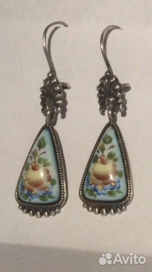 Серебро винтаж. Эмаль роспись