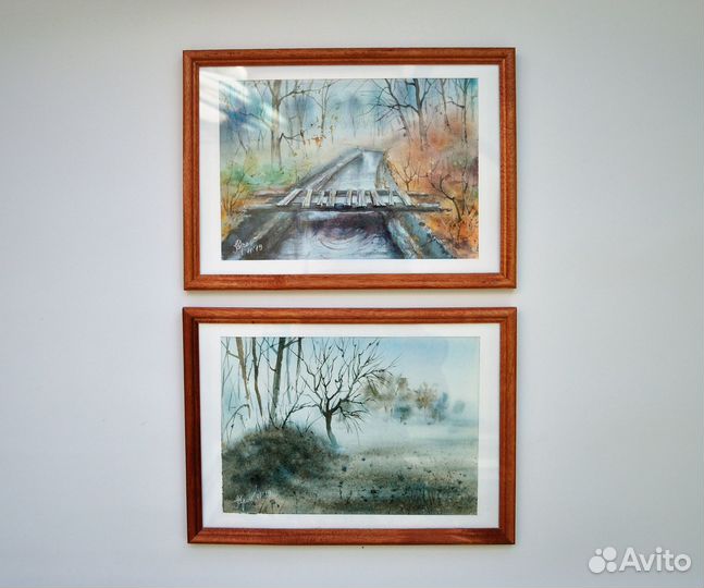 Две картины Осенний пейзаж в раме