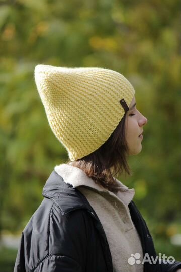 Шапка вязаная бини, ручная работа