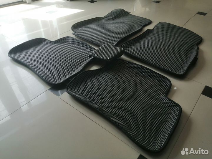 Коврики Eva 3D с бортом Hyundai Accent серый/черны