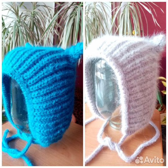 Чепчик, пух норки 2 цвета