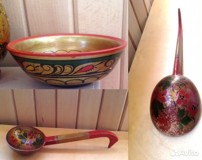 СССР Старая хохлома вазы плошки шкатулки блюдца