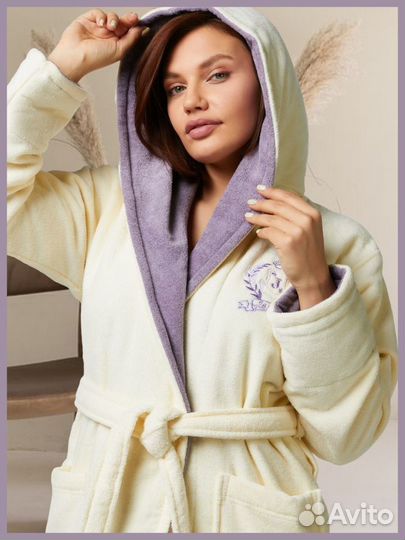 Халат махровый женский длинный