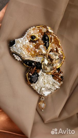 Брошь питомца из бисера по фото, кошка, собака