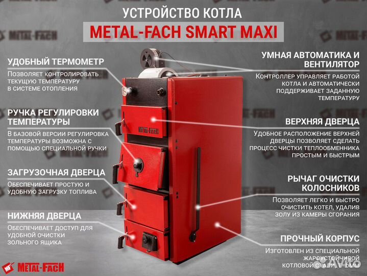 Твердотопливный полуавтоматический котел maxi 15 к