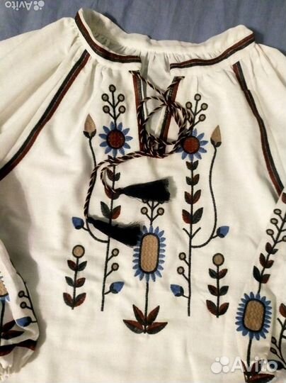 Винтажная блузка,вышивка, лен