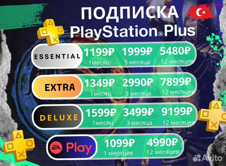 Подписка ps plus Delux на ps4 ps5+EA play (Арт.86866)