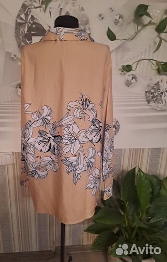 Блузка рубашка удлинённая 50р