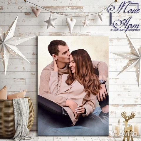 Портрет на холсте, картина по фото, печать