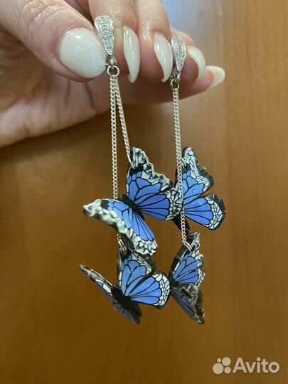 Серьги порхающие бабочки