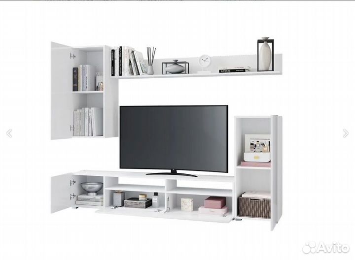 Стенка для гостиной (новая) белый глянец