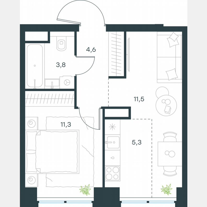 2-к. квартира, 36,5 м², 2/64 эт.