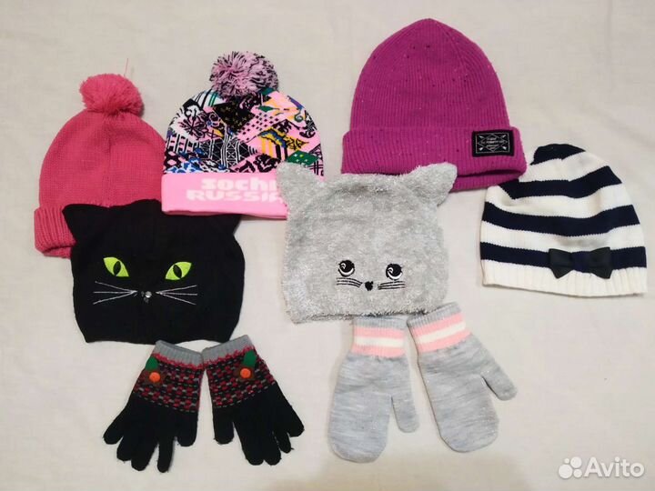 Перчатки шапка для девочки варежки