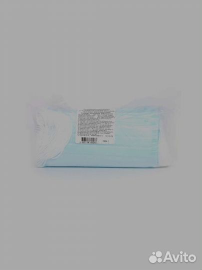 Маска медицинская одноразовая трехслойная, голубая