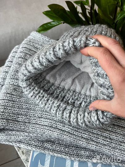 Вязаный комплект утепленный. Шапка+снуд/шарф