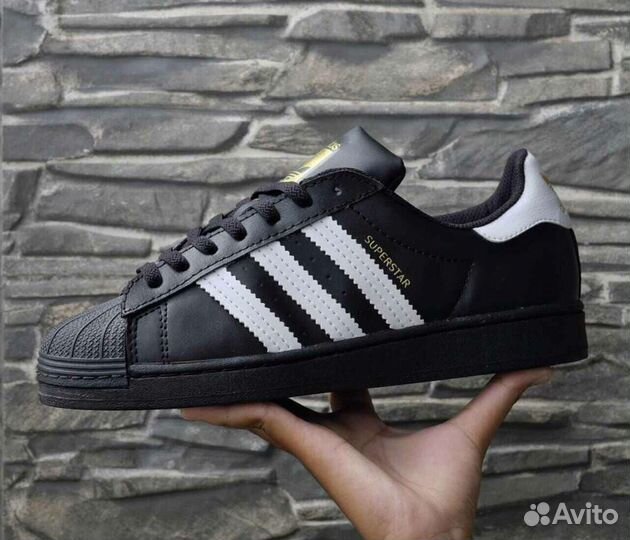 Кроссовки adidas superstar черные premium