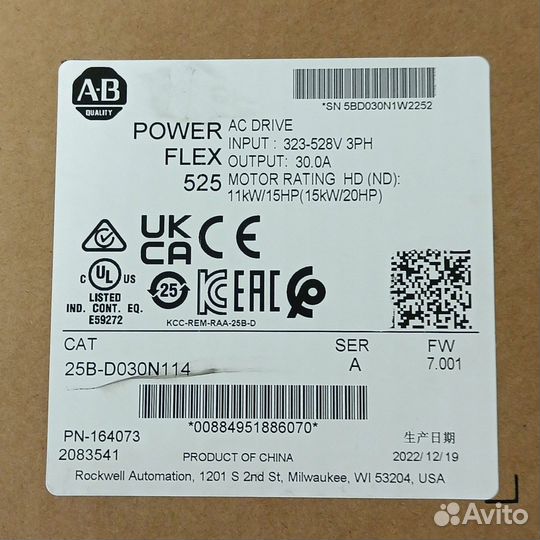 25B-D030N114 Частотник PowerFlex 15 кВт