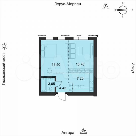 1-к. квартира, 44,9 м², 12/19 эт.