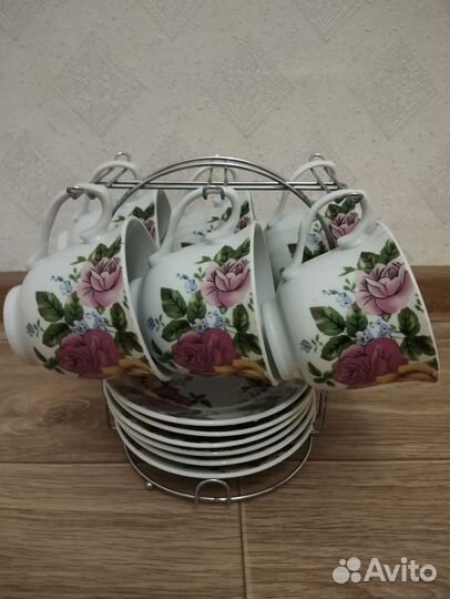 Набор кофейных чашек 6 шт с блюдцами