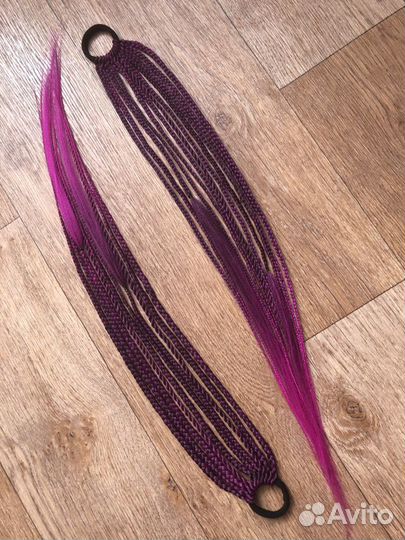 Хвост на резинке из косичек/ афрорезинка