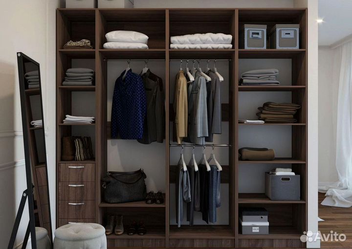 Гардеробная на заказ, производство мебели