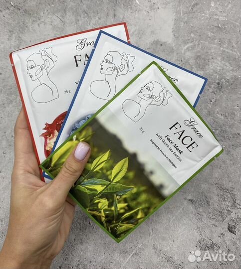 Маска тканевая уходовая для лица Grace Face, 30 гр