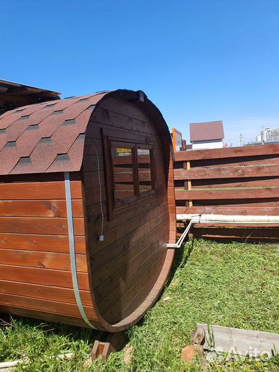 Баня бочка 6 метров с туалетом и раздевалкой