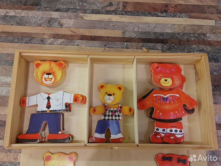 Развивающая деревянная игра-пазл, 3 мишки