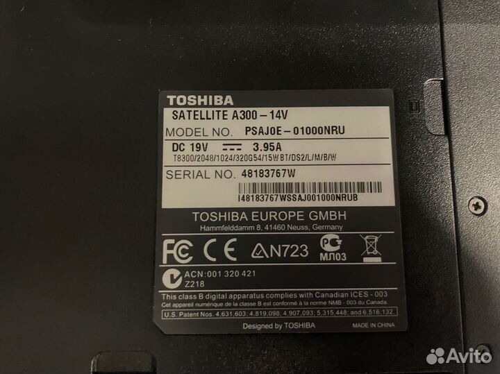 Ноутбук Toshiba satellite A300