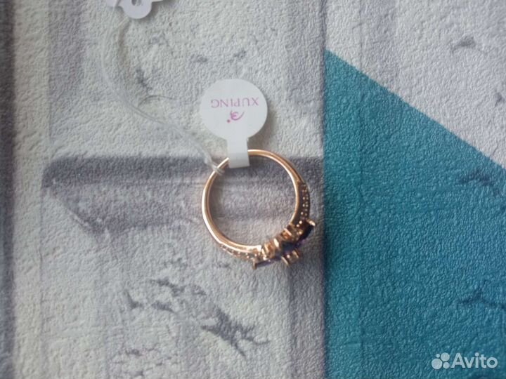 Кольцо с иск. аметистами