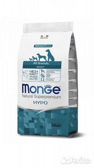 Корм для собак monge hypo Лосось, Тунец 2,5 кг