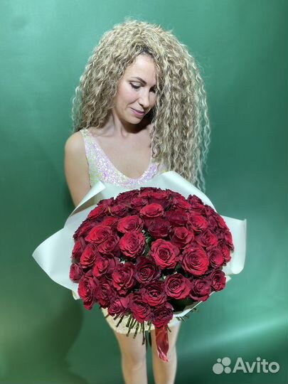 51 красная роза премиум